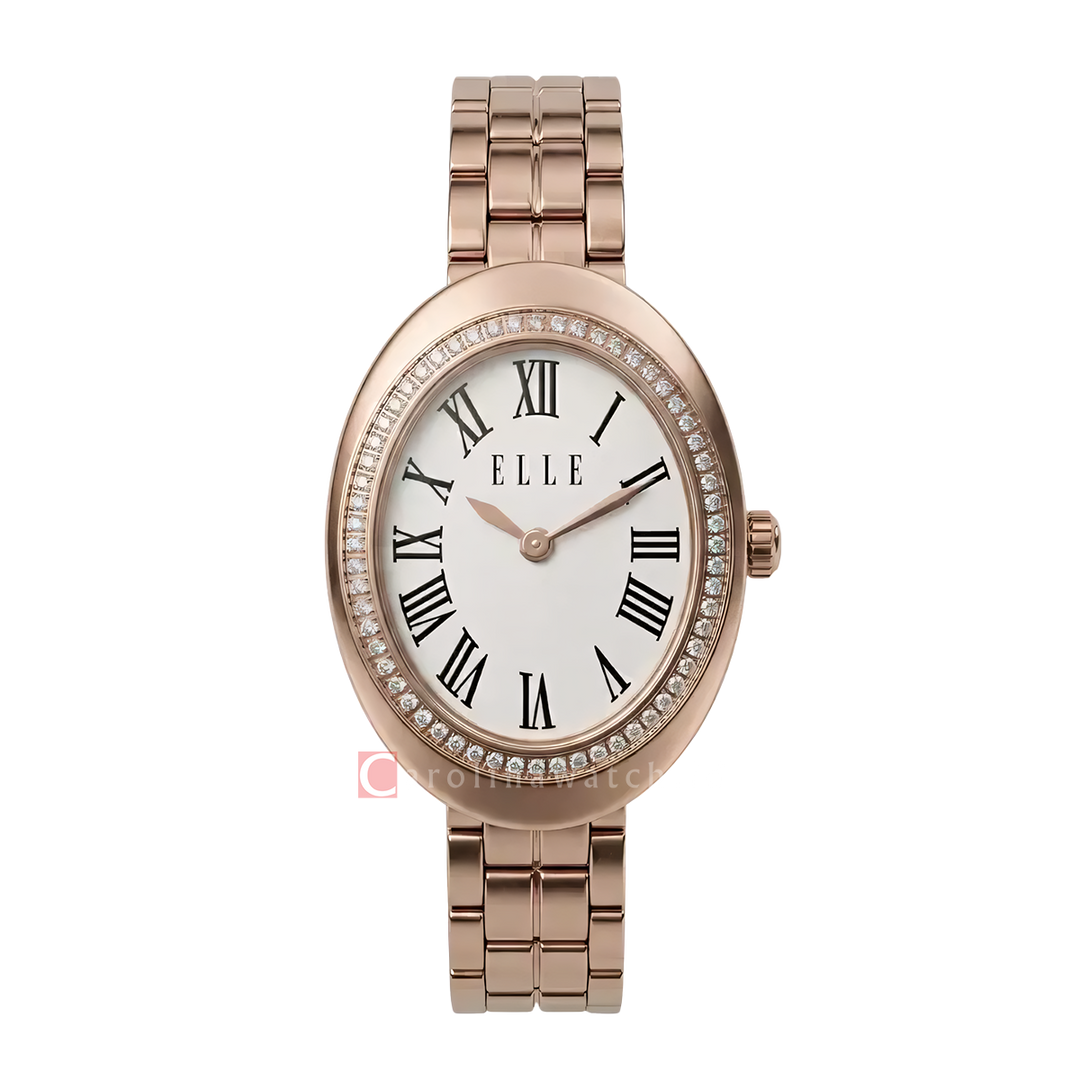 Jam Tangan ELLE ETERNELLE EL013-6RG01B12 Women White Dial Rose Gold Stainless Steel Strap