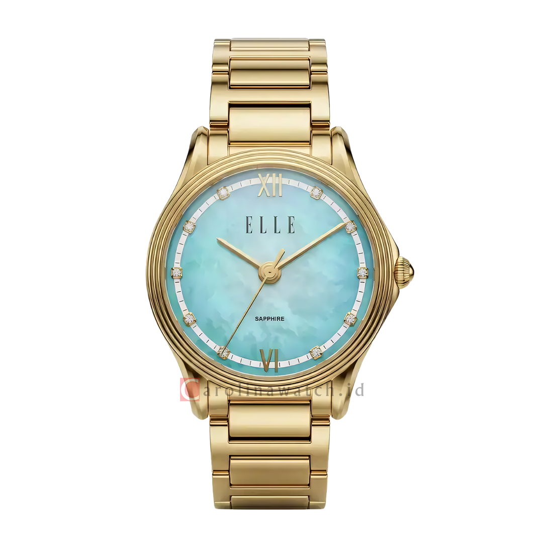 Jam Tangan ELLE Nacree EL015-3G04-B10 Women Blue Dial Gold Stainless Steel Strap