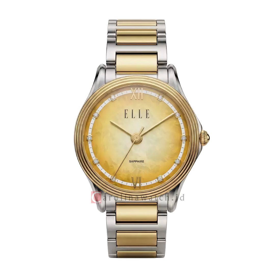 Jam Tangan ELLE Nacree EL015-3SG09-B16 Women Yellow Dial Dual Tone Stainless Steel Strap