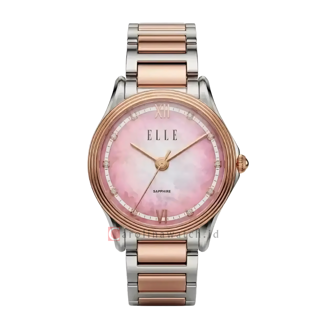 Jam Tangan ELLE Nacree EL015-3SRG11-B18 Women Pink Dial Dual Tone Stainless Steel Strap