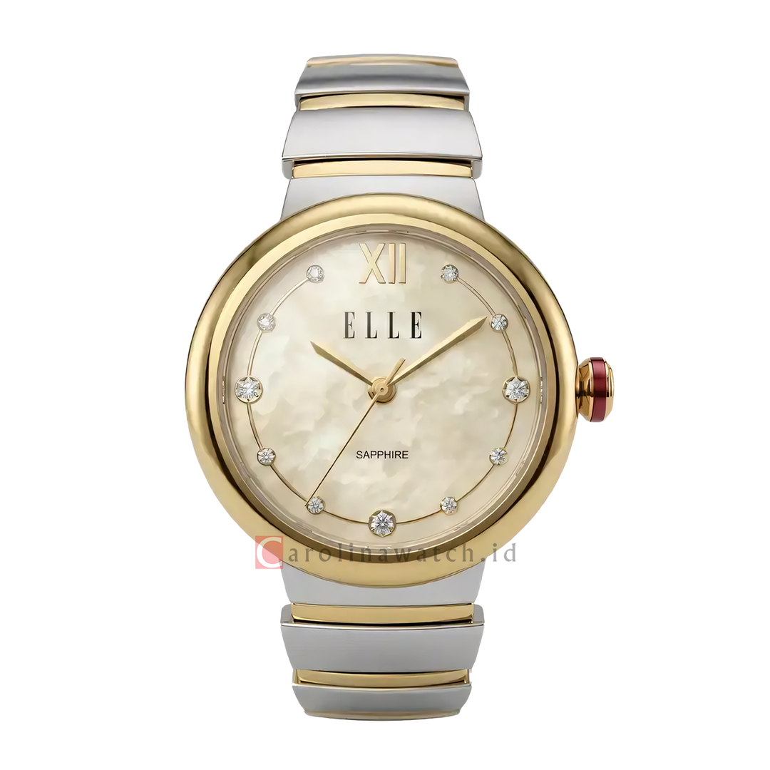 Jam Tangan ELLE Lumiere EL016-3G10-B16 Women Gold Dial Dual Tone Stainless Steel Strap