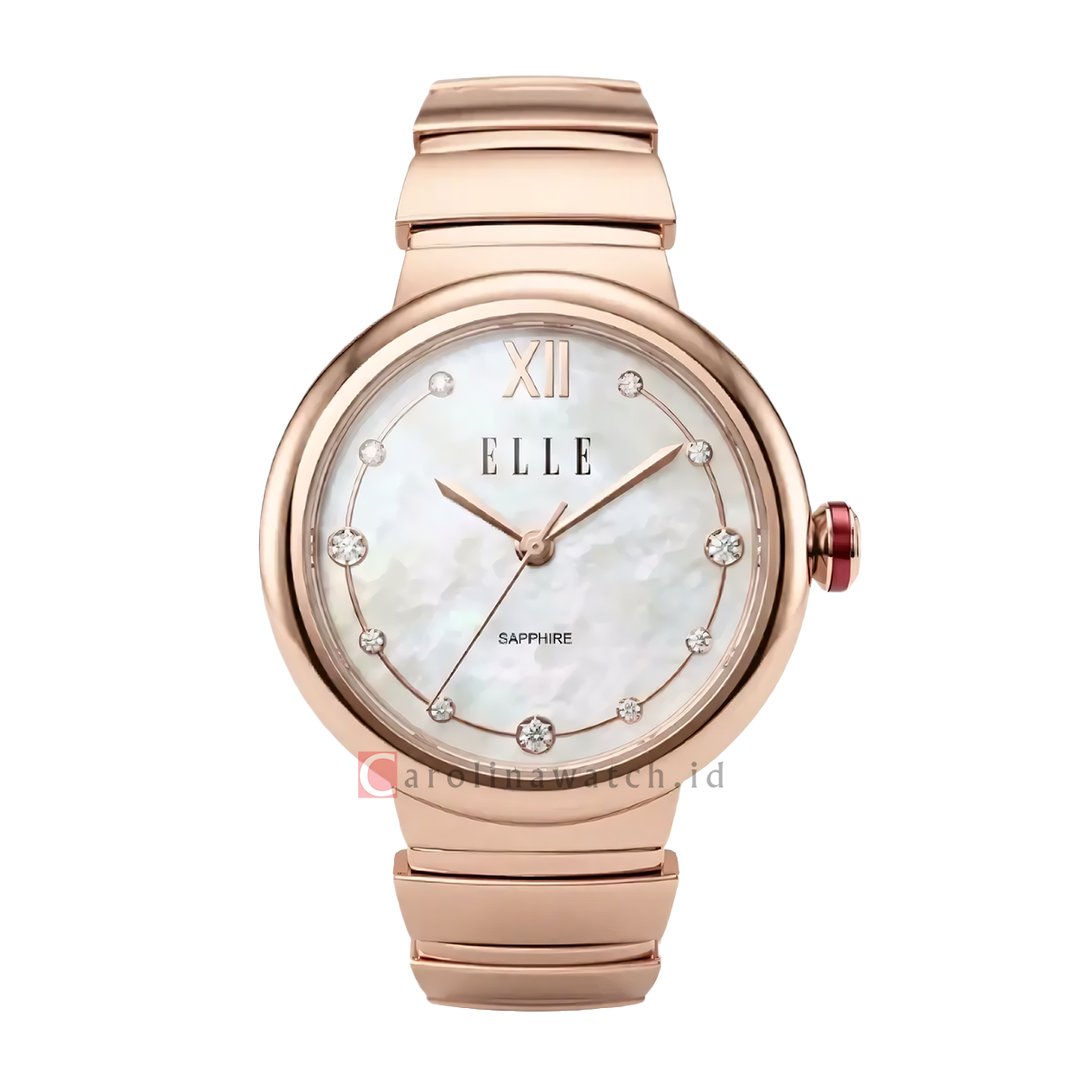 Jam Tangan ELLE Lumiere EL016-3RG13-B12 Women Silver White Dial Rose Gold Stainless Steel Strap