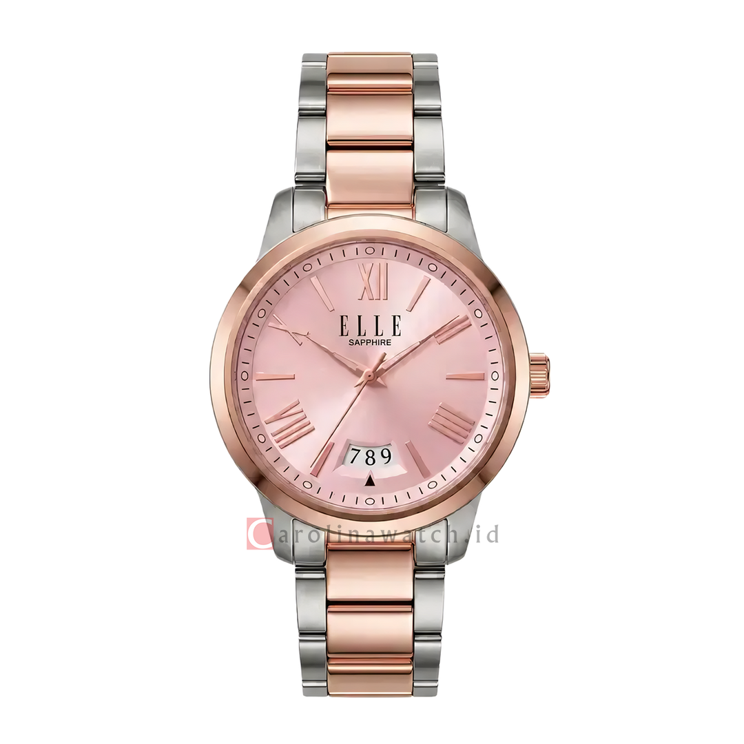Jam Tangan ELLE Cherie EL020-3SRG12-B18 Women Pink Dial Dual Tone Stainless Steel Strap