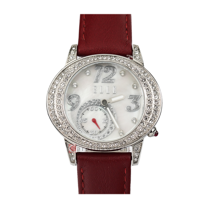 Jam Tangan Elle Time EL20054S05N Women Silver Dial Brown Leather Strap