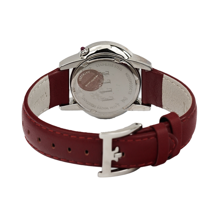 Jam Tangan Elle Time EL20054S05N Women Silver Dial Brown Leather Strap