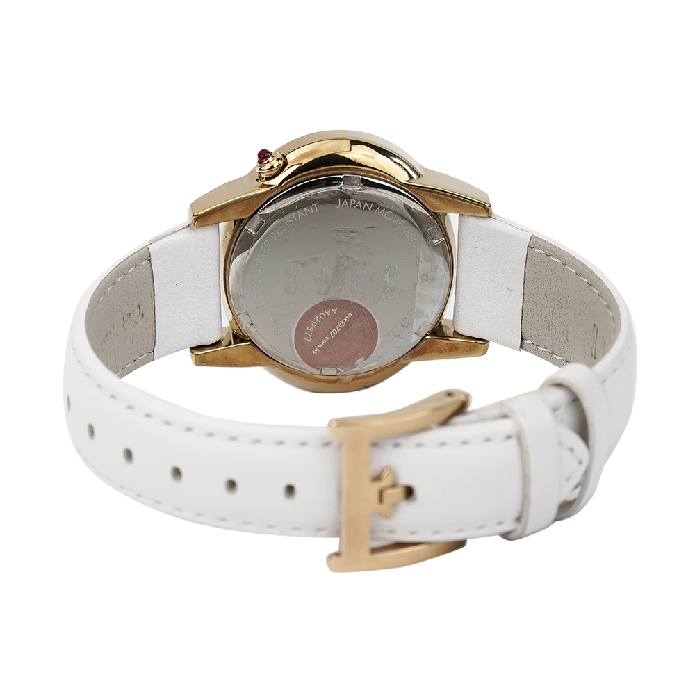 Jam Tangan Elle Time EL20054S06N Women MOP Dial White Leather Strap