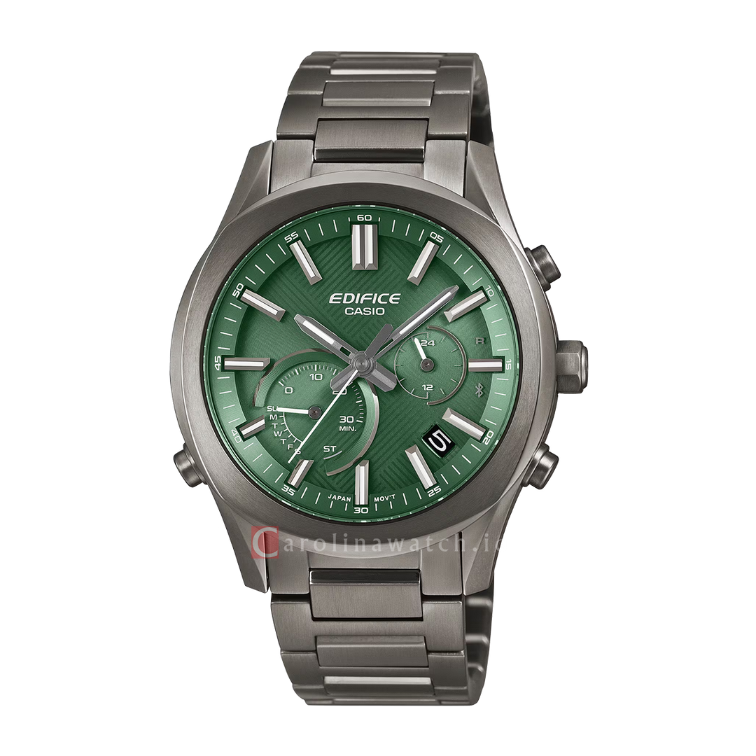Jam Tangan Casio Edifice EQB-1300DC-3A Men Green Dial Gray Solid stainless steel Band