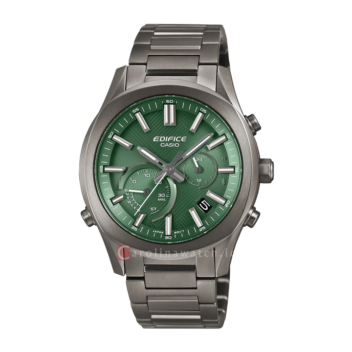 Jam Tangan Casio Edifice EQB-1300DC-3A Men Green Dial Gray Solid stainless steel Band