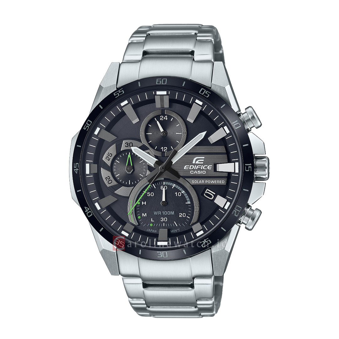 Jam Tangan Casio Edifice EQS-940DB-1A Solar Powered Chronograph Men Black Dial Stainless Steel Strap