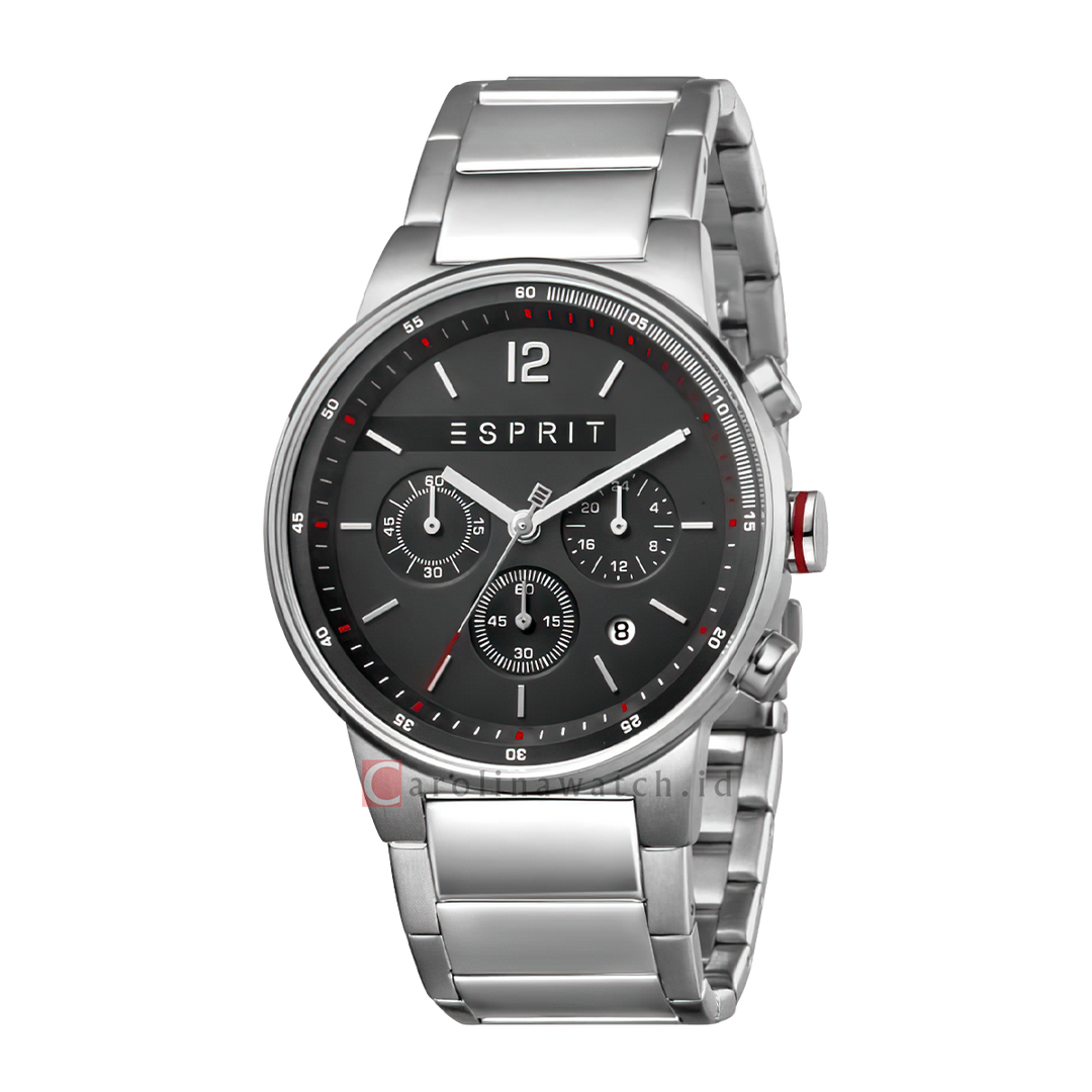 Jam Tangan ESPRIT ES1G025M0065 Men Black Dial Silver Stainless Steel Strap