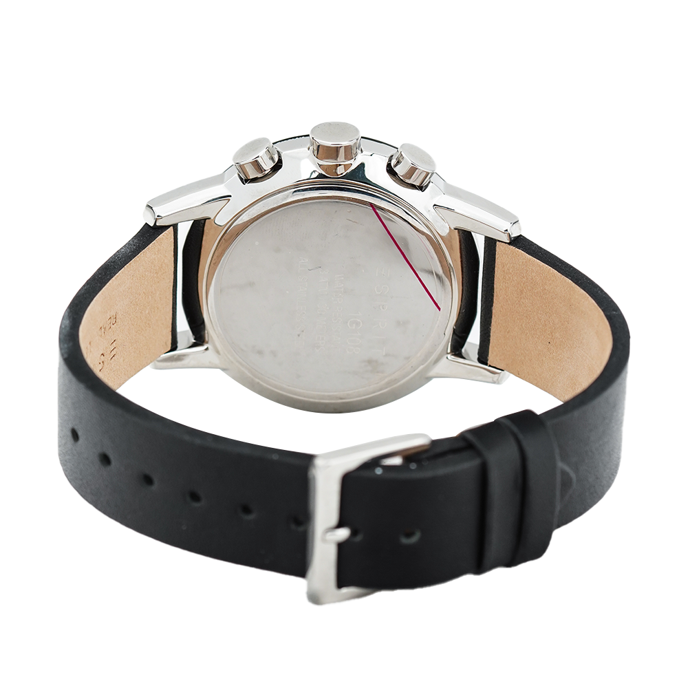 Jam Tangan ESPRIT ES1G108L0055 Men White Dial Black Leather Strap