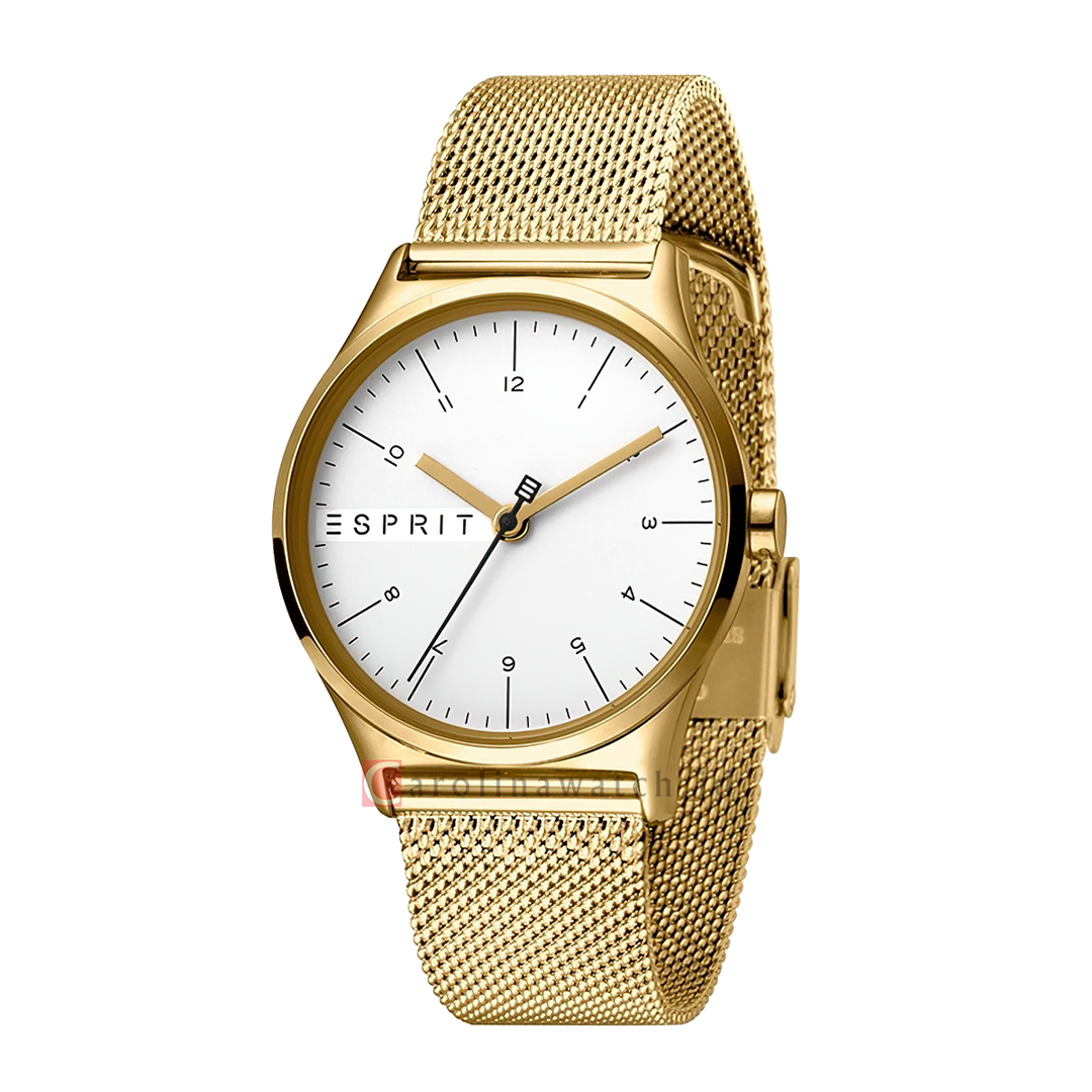Jam Tangan ESPRIT ES1L034M0075 Women White Dial Gold Stainless Steel Strap