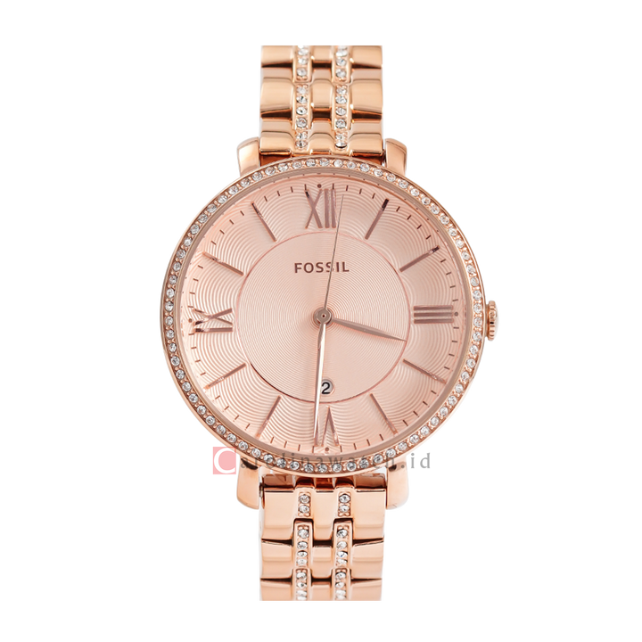 Jam Tangan Fossil Jacqueline ES3546 Women Rose Gold Dial Rose Gold Stainless Steel Strap