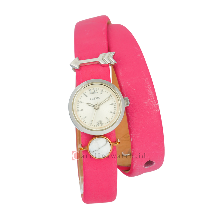 Jam Tangan Fossil Georgia ES3964SET Double Wrap Women White Dial Pink Leather Strap