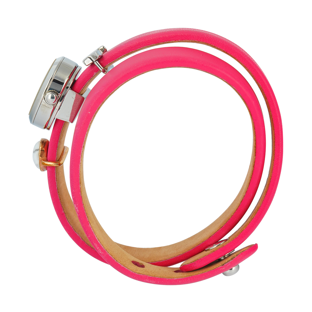 Jam Tangan Fossil Georgia ES3964SET Double Wrap Women White Dial Pink Leather Strap