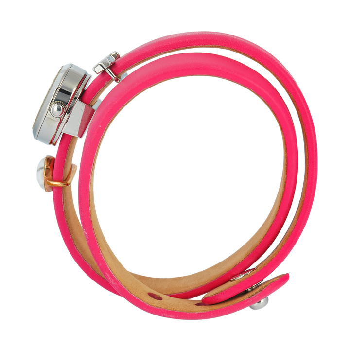 Jam Tangan Fossil Georgia ES3964SET Double Wrap Women White Dial Pink Leather Strap