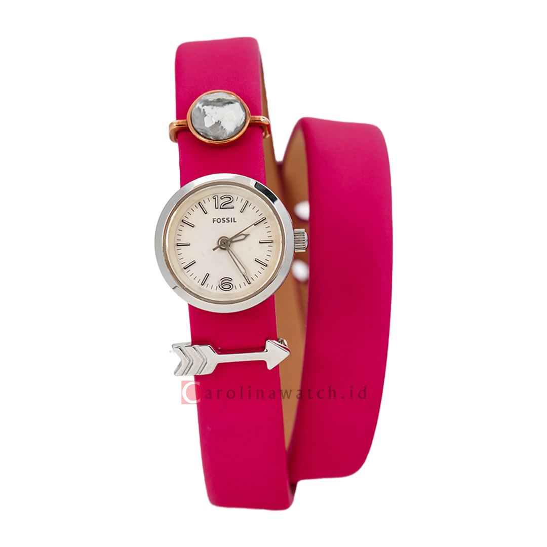 Jam Tangan Fossil Georgia ES3964SET Double Wrap Women White Dial Pink Leather Strap