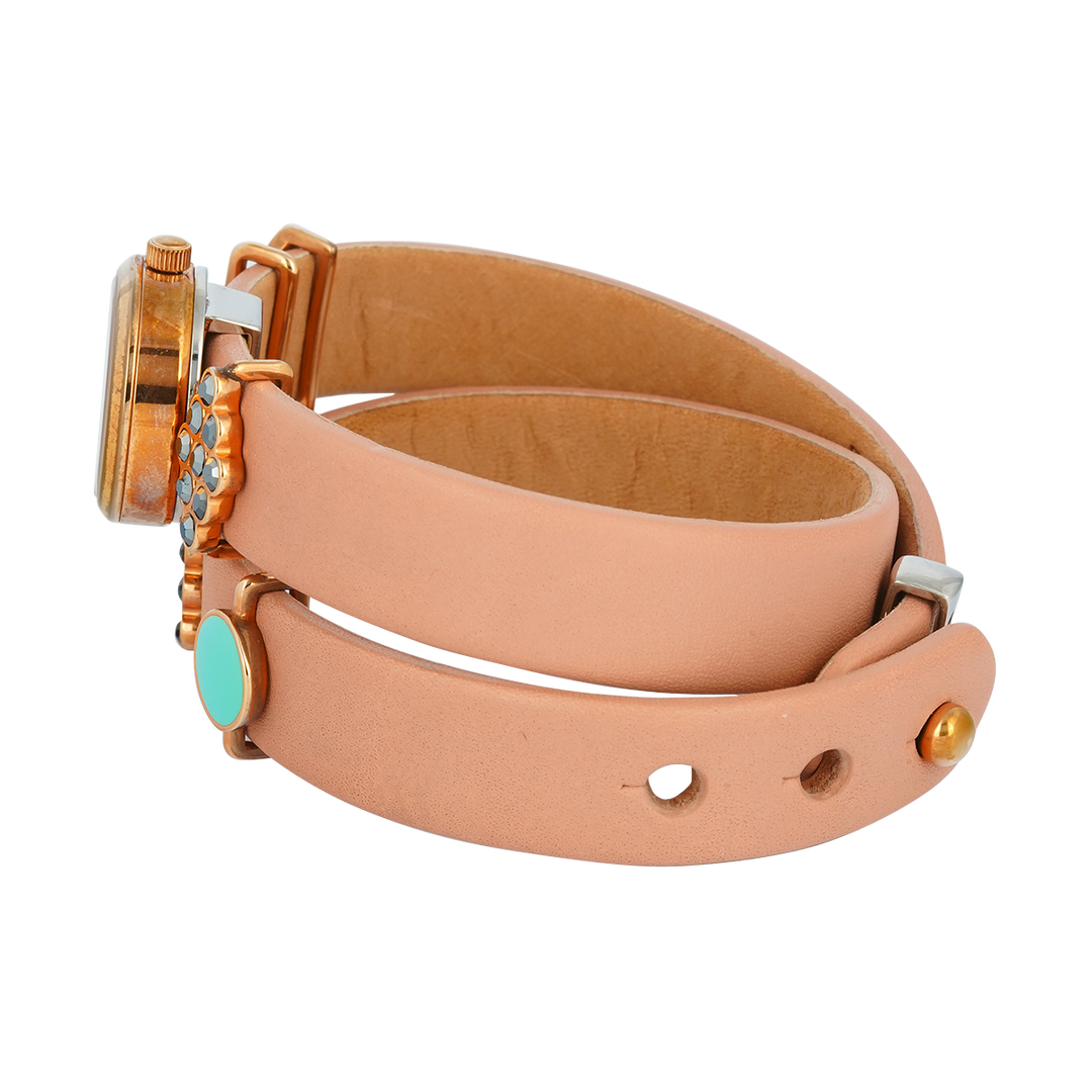 Jam Tangan Fossil Georgia ES4002SET Double Wrap Women White Dial Brown Leather Strap