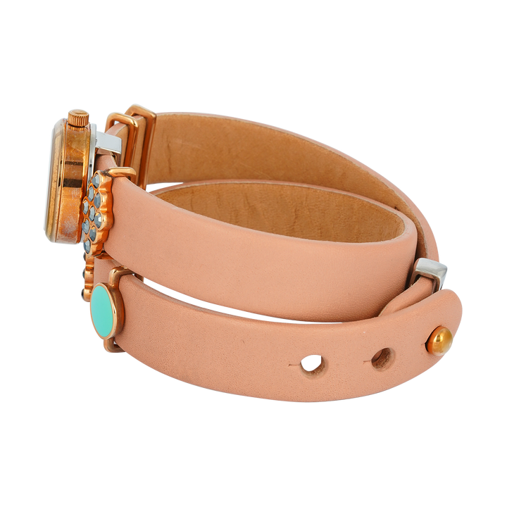 Jam Tangan Fossil Georgia ES4002SET Double Wrap Women White Dial Brown Leather Strap