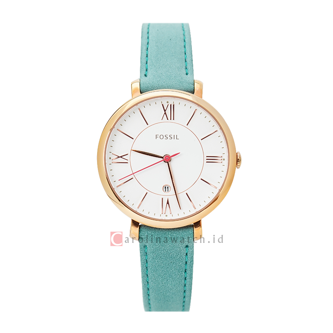 Jam Tangan Fossil Jacqueline ES4149 Women White Dial Turquoise Leather Strap