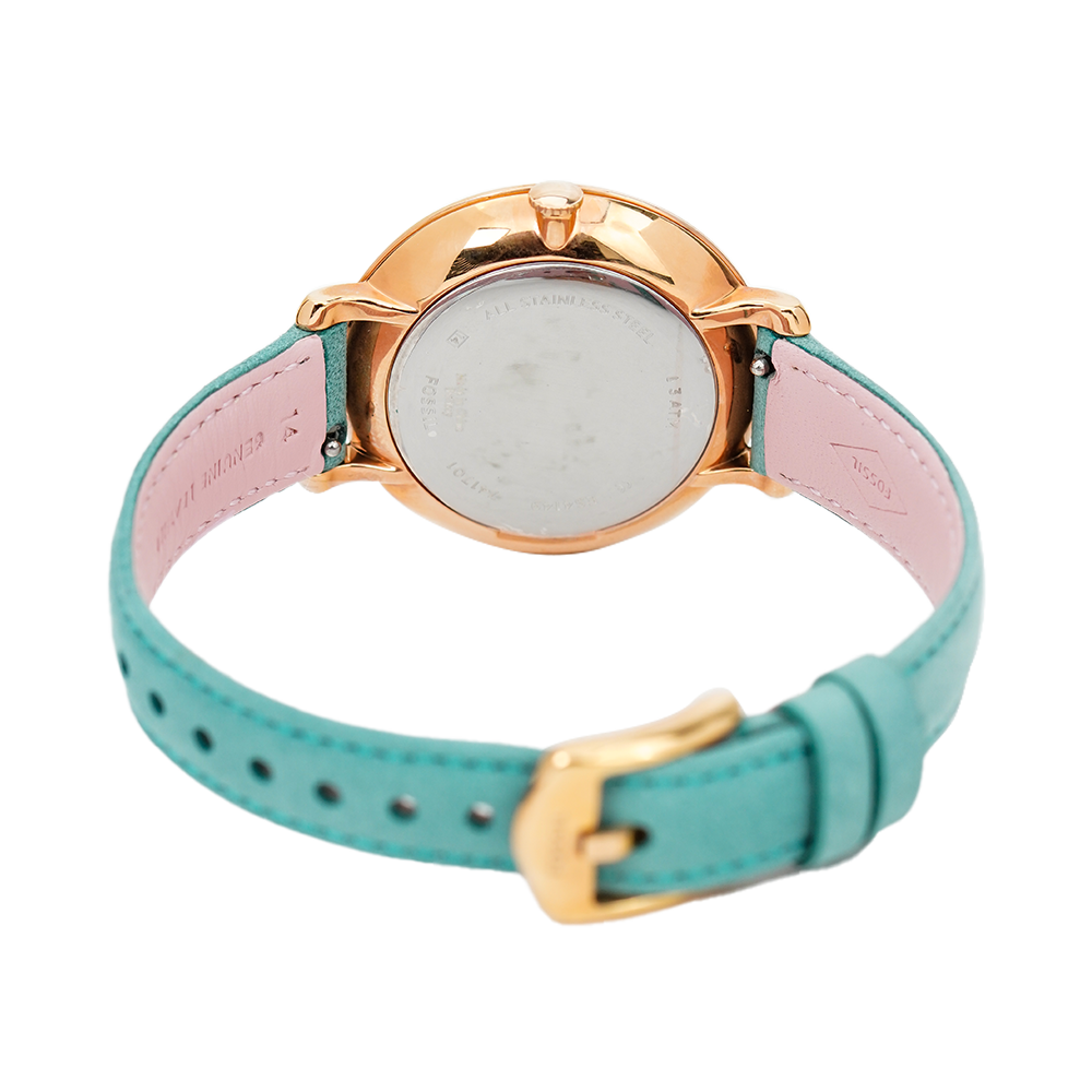 Jam Tangan Fossil Jacqueline ES4149 Women White Dial Turquoise Leather Strap