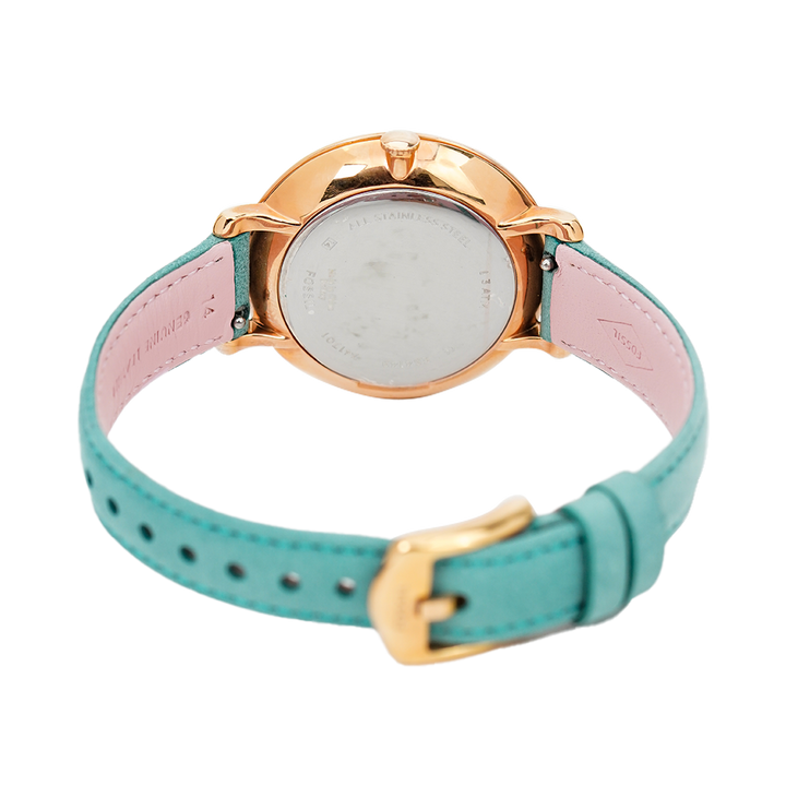 Jam Tangan Fossil Jacqueline ES4149 Women White Dial Turquoise Leather Strap