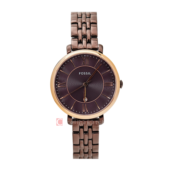 Jam Tangan Fossil Jacqueline ES4275 Women Brown Dial Brown Stainless Steel Strap