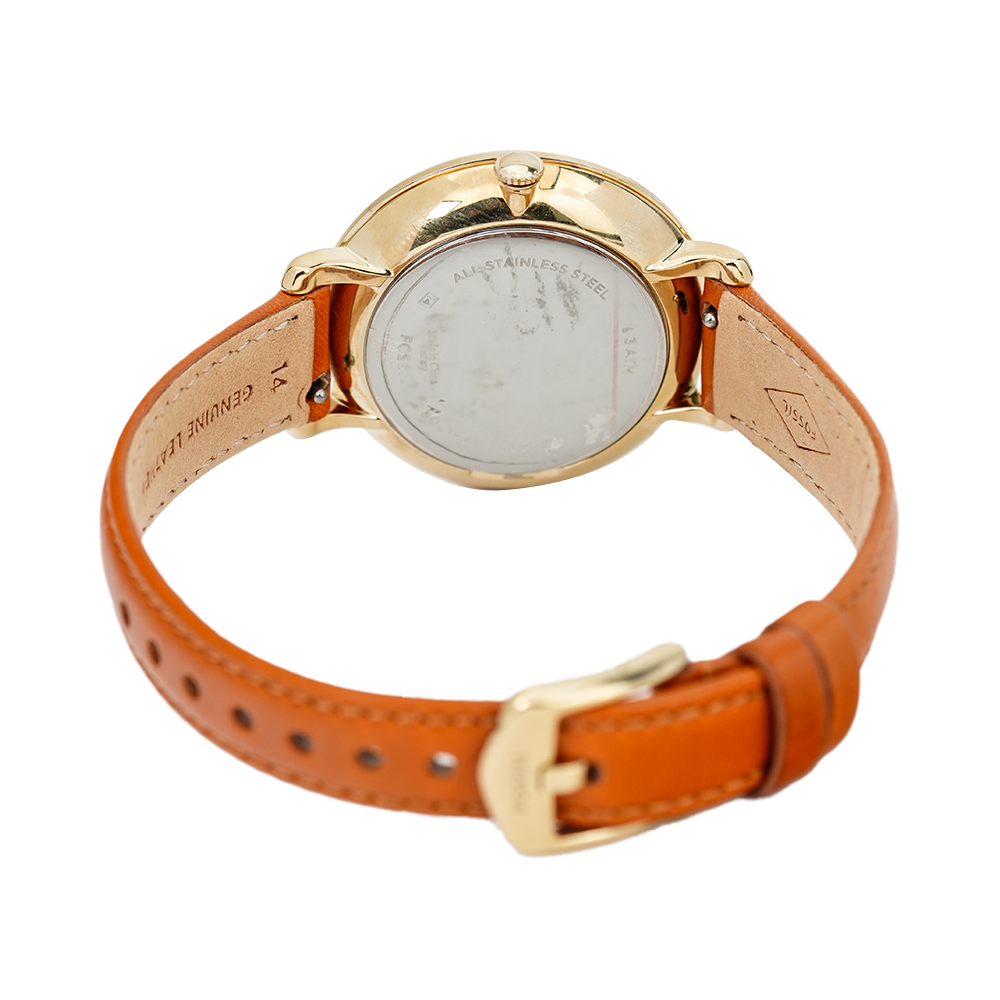 Jam Tangan Fossil Jacqueline ES4293 Women Champagne Dial Brown Leather Strap