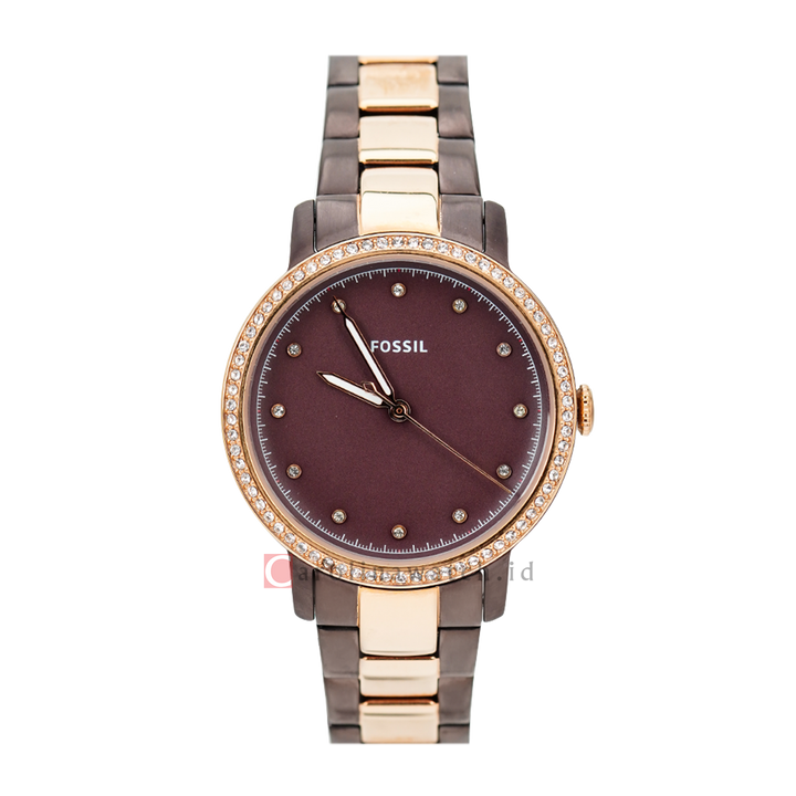 Jam Tangan Fossil Neely ES4300 Women Brown Dial Dual Tone Stainless Steel Strap