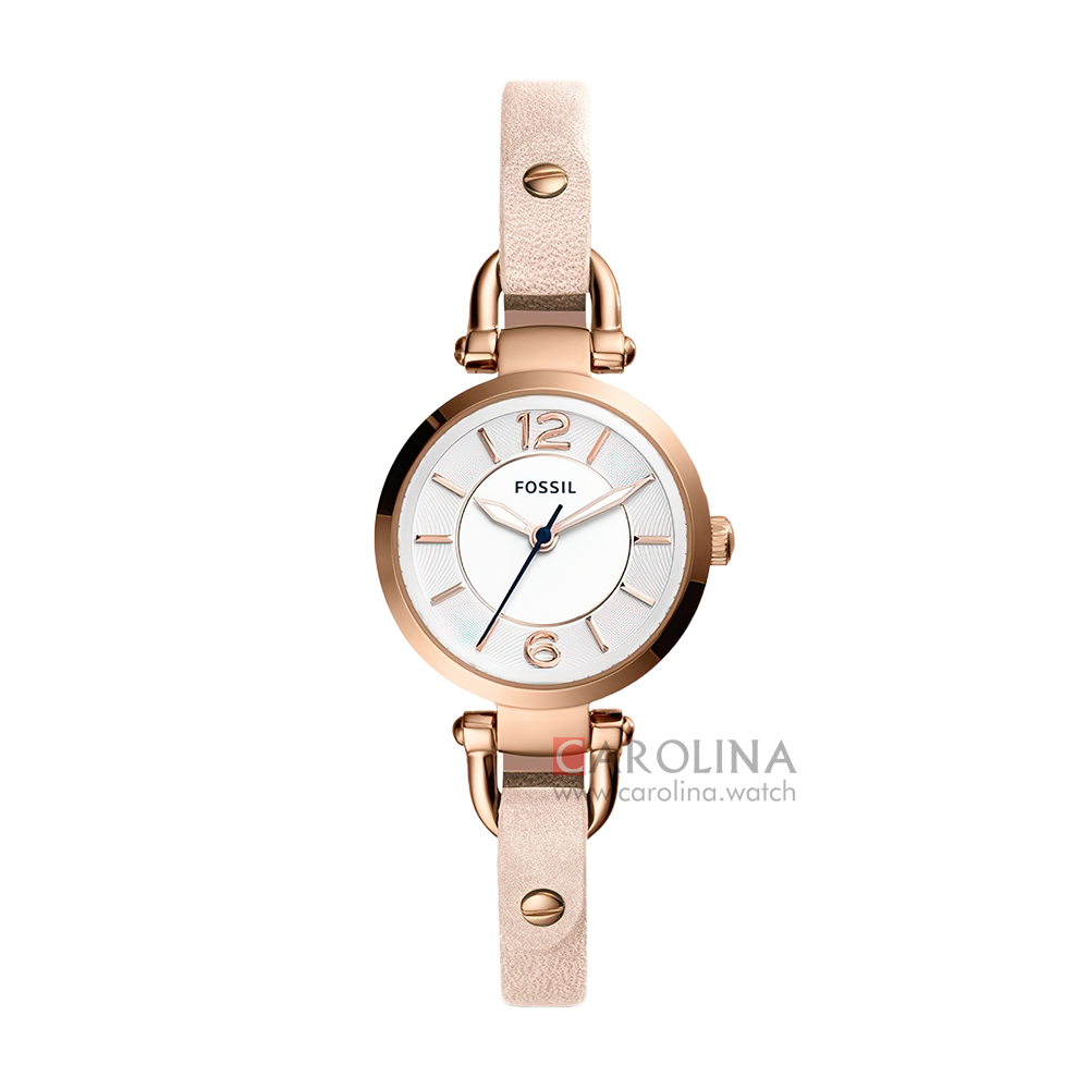 Jam Tangan Fossil Georgia ES4340 Women White Dial Nude Leather Strap