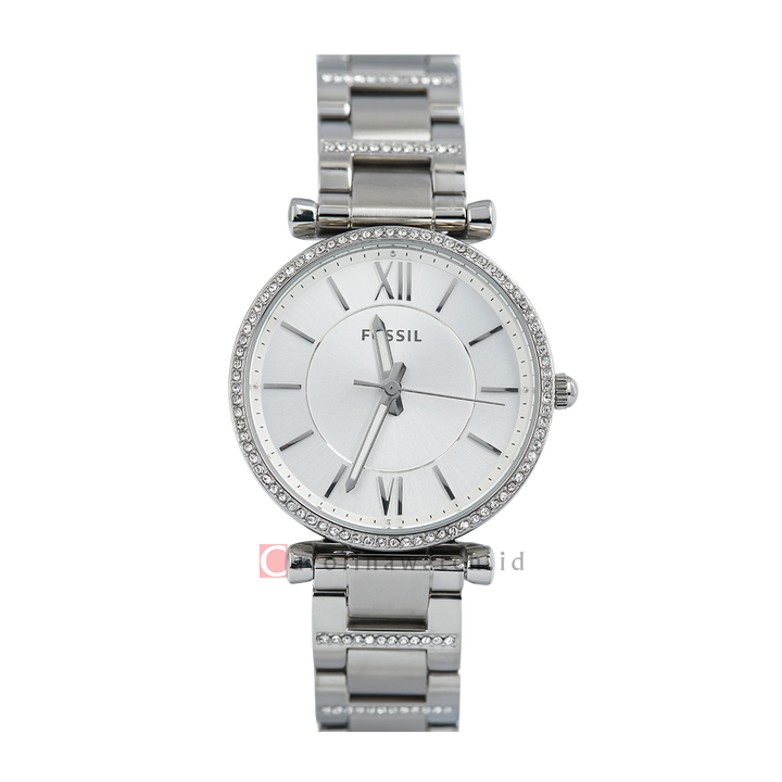 Jam Tangan Fossil Carlie ES4341 Women Silver Dial Stainless Steel Strap