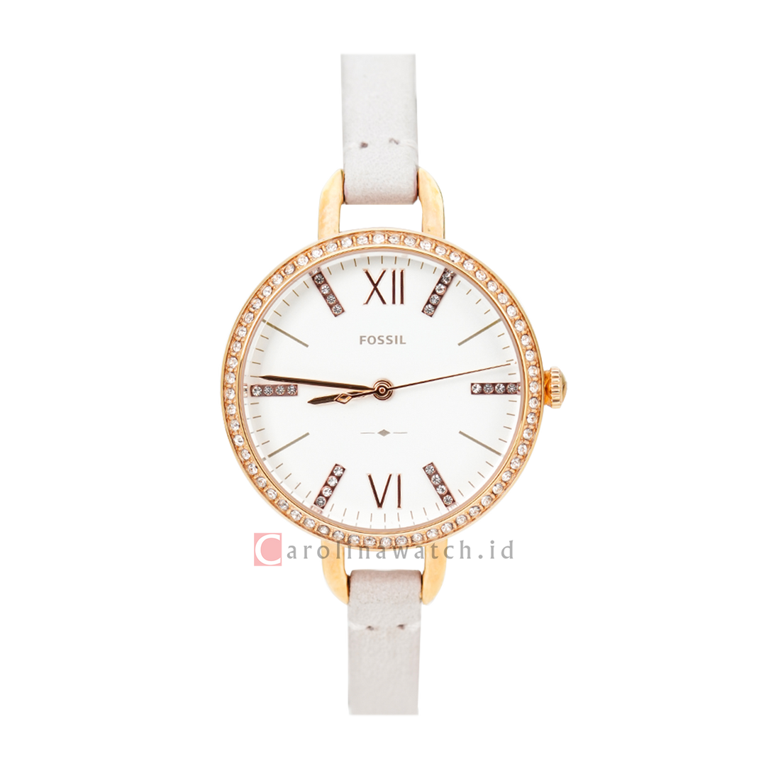 Jam Tangan Fossil Annette ES4402 Women White Dial Blush White Leather Strap