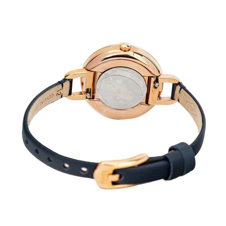 Jam Tangan Fossil Annette ES4403 Women White Dial Navy Blue Leather St Carolina Watch