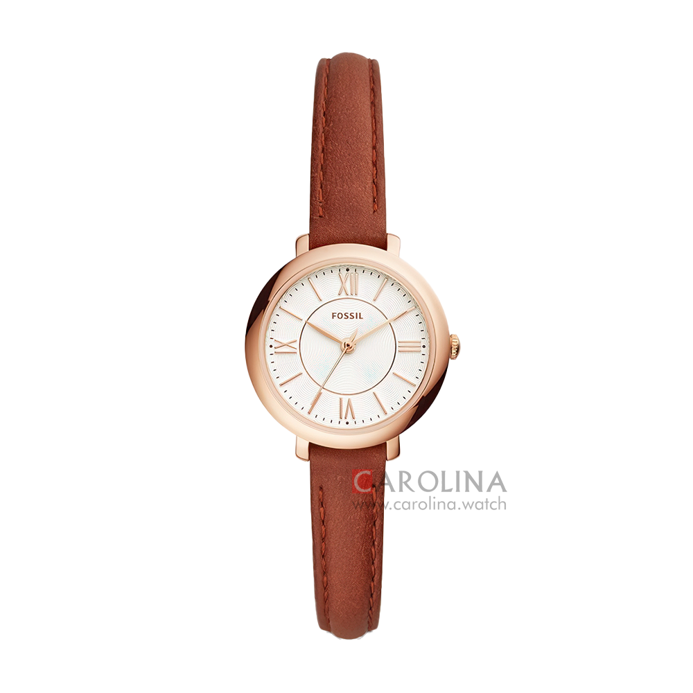 Jam Tangan Fossil Jacqueline ES4412 Women White Dial Brown Leather Strap