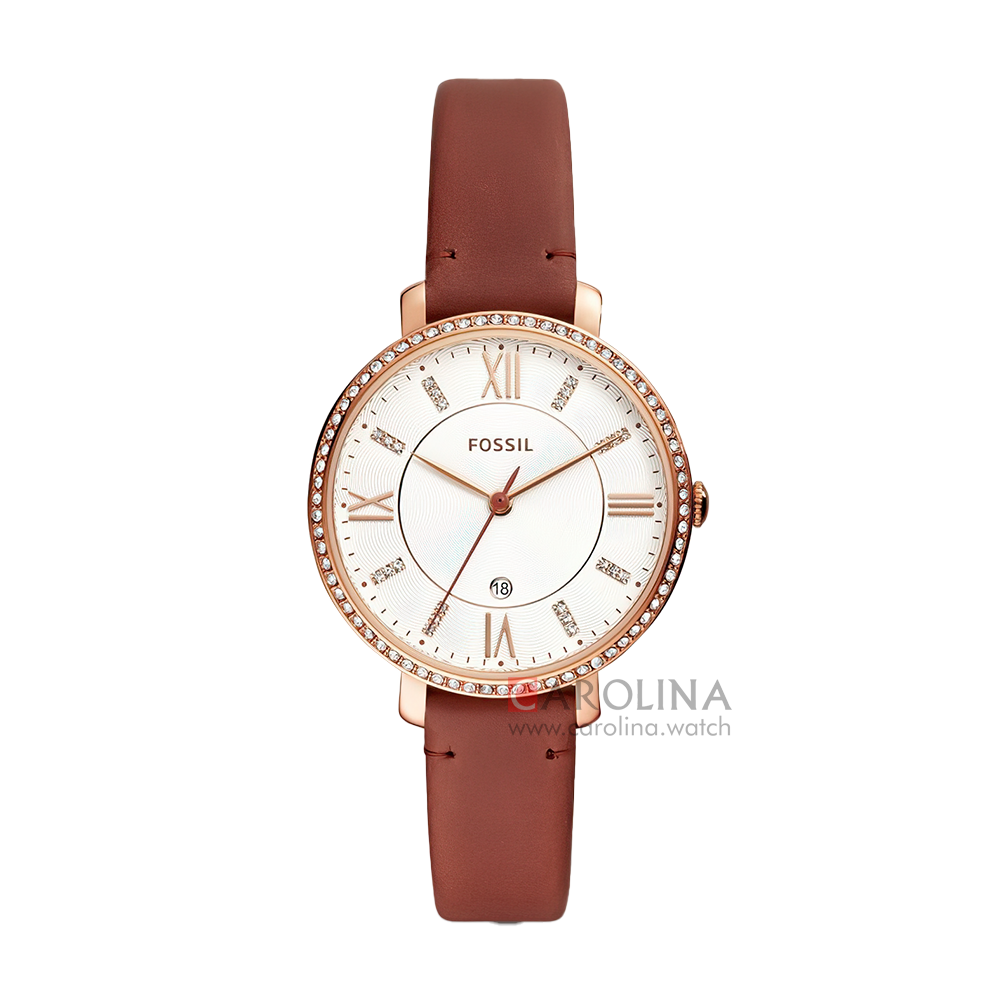 Jam Tangan Fossil Jacqueline ES4413 Women White Dial Brown Leather Strap