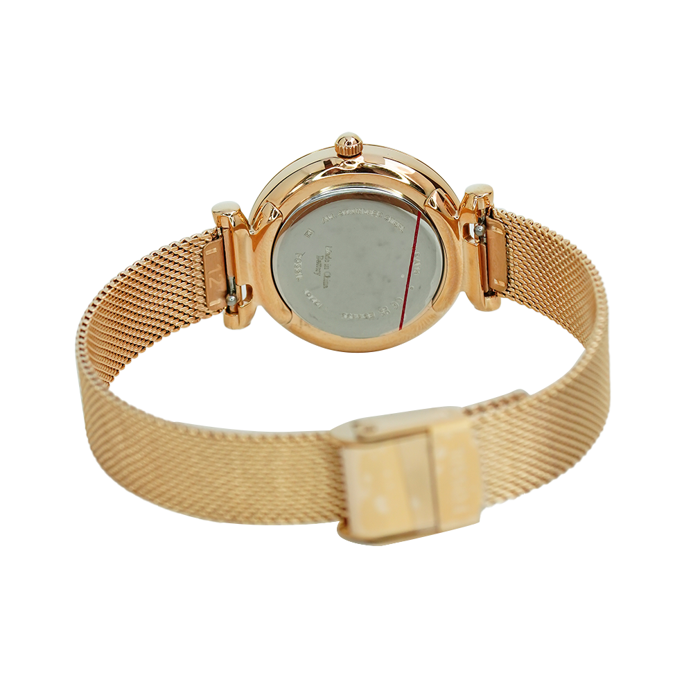 Jam Tangan Fossil Carlie Mini ES4433 Women White Mother of Pearl Dial Rose Gold Stainless Steel Strap