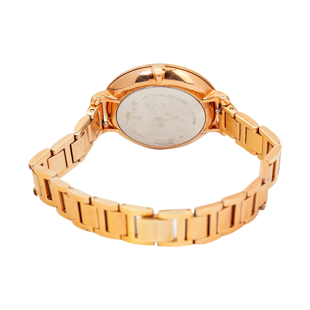 Jam Tangan Fossil Jocelyn ES4452 Women White MOP Dial Rose Gold Stainless Steel Strap