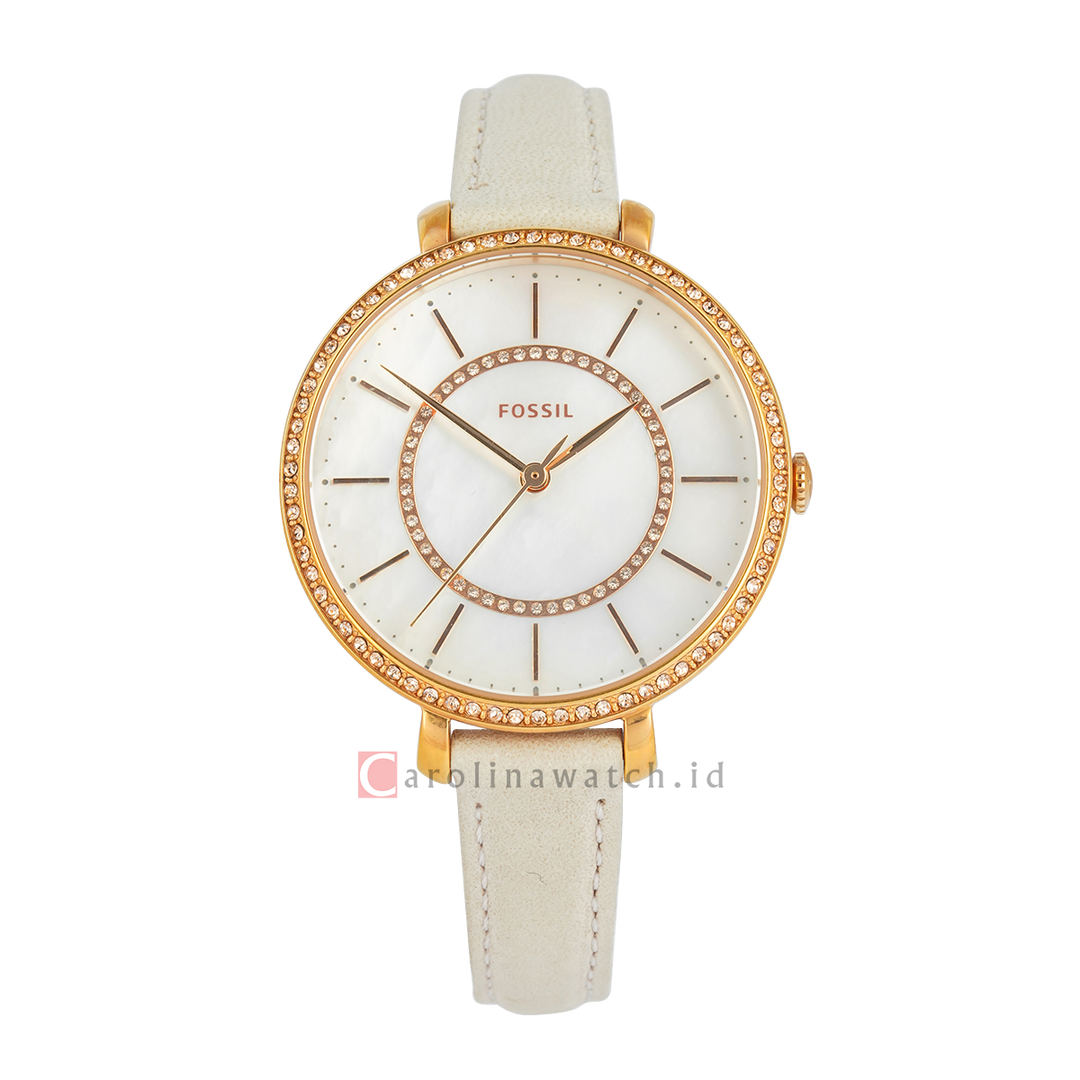 Jam Tangan Fossil Jocelyn ES4455 Women White MOP Dial Blush White Leather Strap