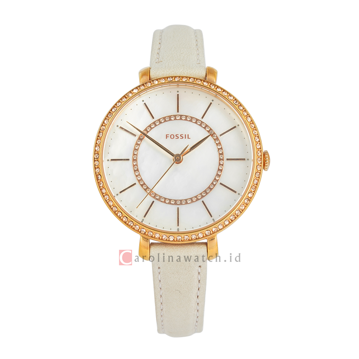 Jam Tangan Fossil Jocelyn ES4455 Women White MOP Dial Blush White Leather Strap