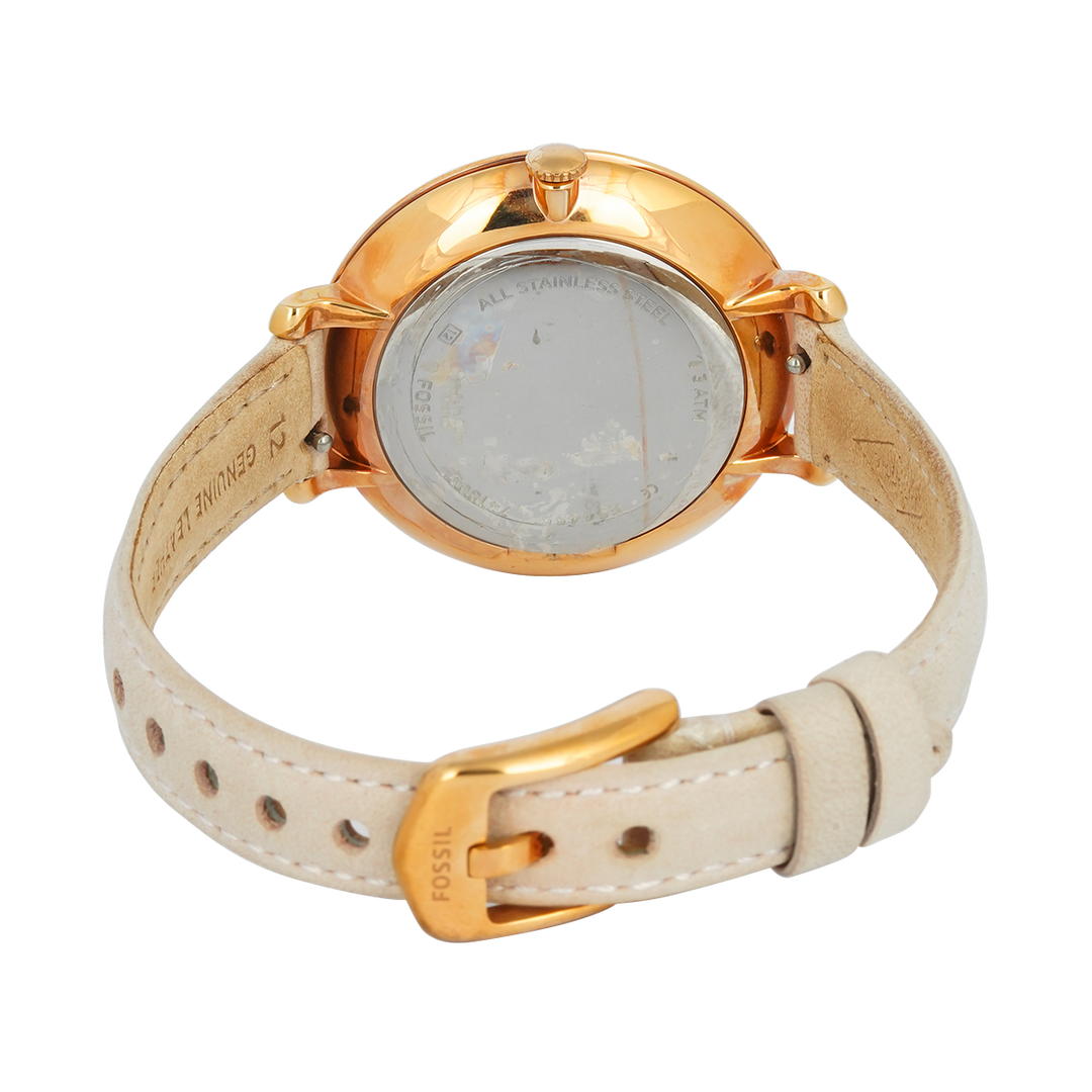 Jam Tangan Fossil Jocelyn ES4455 Women White MOP Dial Blush White Leather Strap