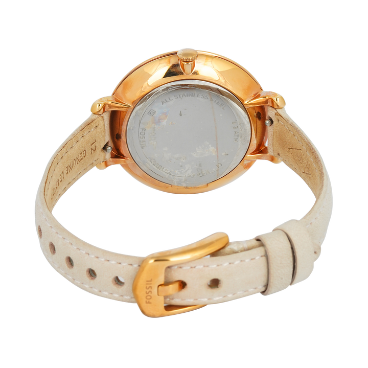 Jam Tangan Fossil Jocelyn ES4455 Women White MOP Dial Blush White Leather Strap