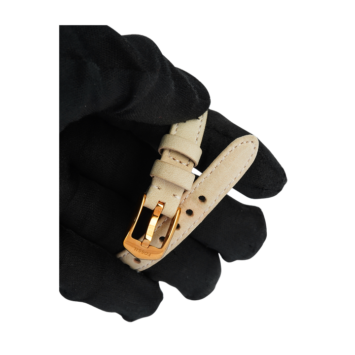 Jam Tangan Fossil Jocelyn ES4455 Women White MOP Dial Blush White Leather Strap