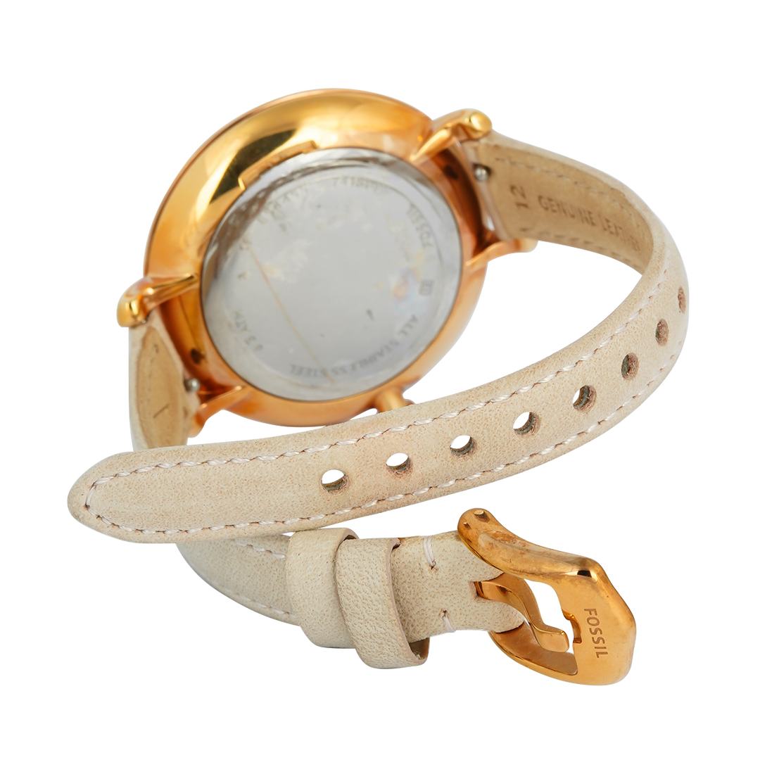 Jam Tangan Fossil Jocelyn ES4455 Women White MOP Dial Blush White Leather Strap