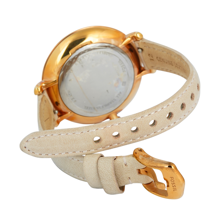 Jam Tangan Fossil Jocelyn ES4455 Women White MOP Dial Blush White Leather Strap