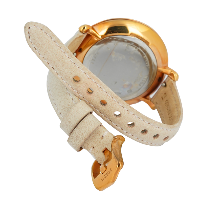 Jam Tangan Fossil Jocelyn ES4455 Women White MOP Dial Blush White Leather Strap