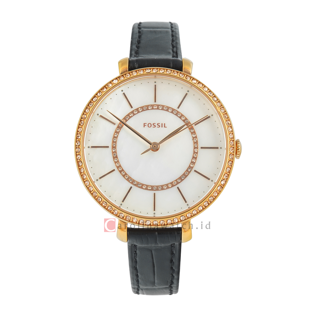 Jam Tangan Fossil Jocelyn ES4455 Women White Dial Black Leather Strap