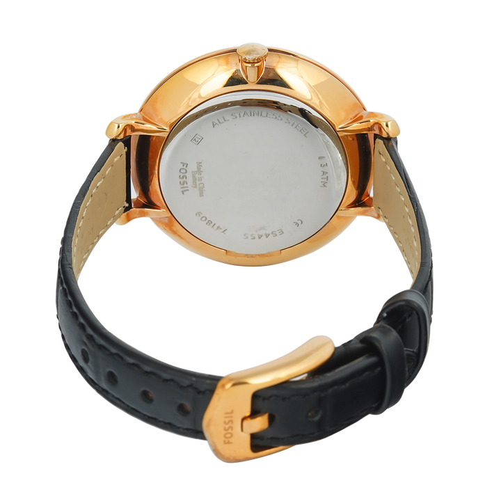 Jam Tangan Fossil Jocelyn ES4455 Women White Dial Black Leather Strap