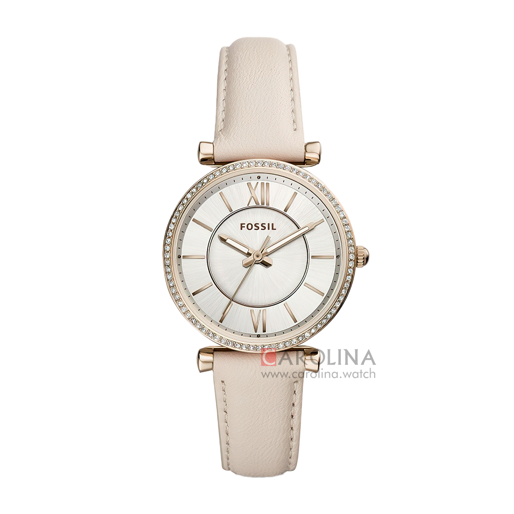 Jam Tangan Fossil Carlie ES4465 Women White Dial White Leather Strap