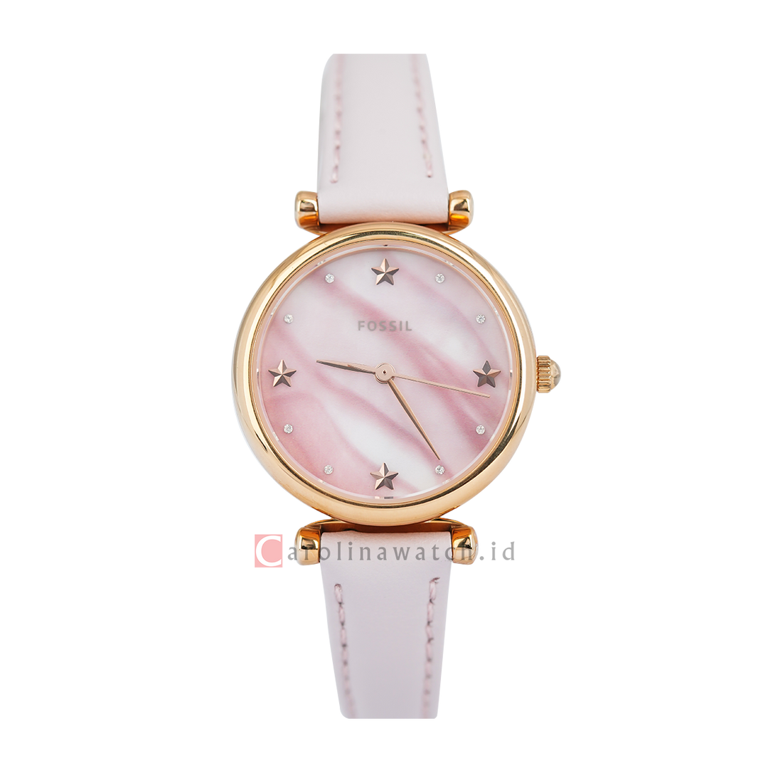 Jam Tangan Fossil Carlie Mini ES4525 Women Pink Mother Of Pearl Dial B Carolina Watch