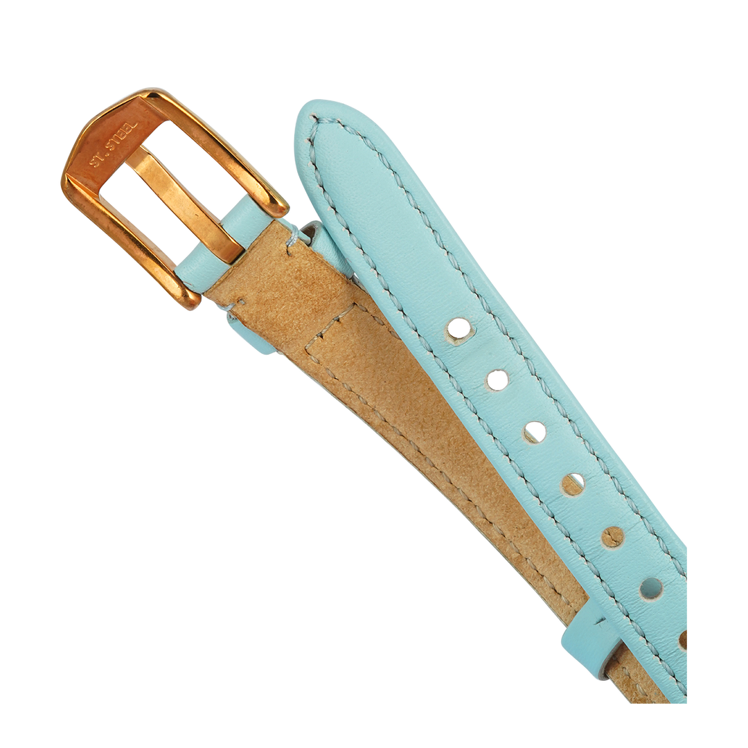 Jam Tangan Fossil Carlie Mini ES4528 Women Blue Mother Of Pearl Dial Turquoise Leather Strap